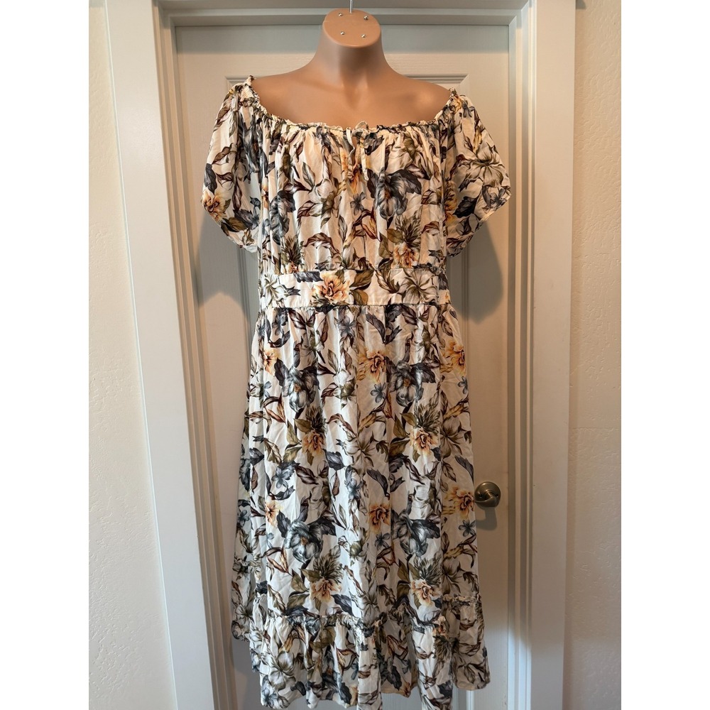 Torrid Floral Fall Colors Maxi Short Sleeve Cottagecore Boho Womens 4X